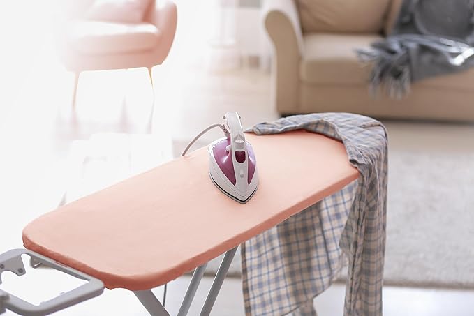 Encasa XO Ironing Board Cover and Pad 54"x15" - 4mm Felt Large Iron Board Cover with Padding - Heat Resistant, Stain-Safe Dye, Non Slip Elastic Bungee Cord Tightening Iron Table Cover Powder Pink