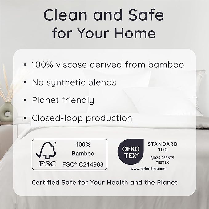 Bambaw 100% Viscose Derived from Bamboo King Size Sheets Set – 4pcs Cooling Sheets for Hot Sleepers, Deep Pocket King Sheet Set Cooling Fits Up to 16'' with Elastic Corner Straps (Moonlight Gray)