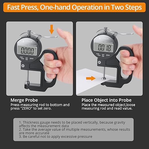 Neoteck Digital Thickness Gauge (Silver-Black, 0-1"/0.0005")