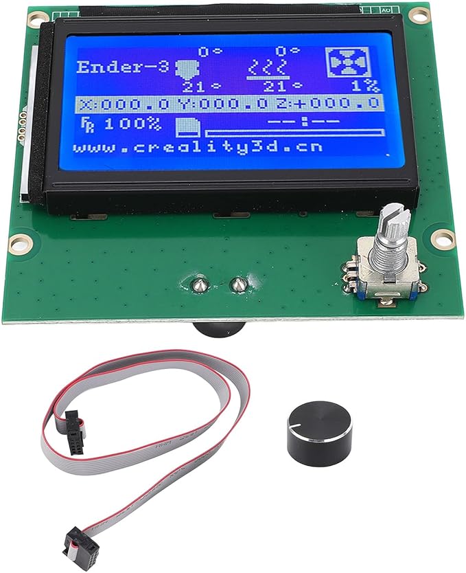 LCD Graphic Smart Display Control Board, LCD Control Module, 12864 Blue Control Panel with Ribbon Cable, for Ender 3, 3s, 3X, 3 Pro and Other 3D Printers
