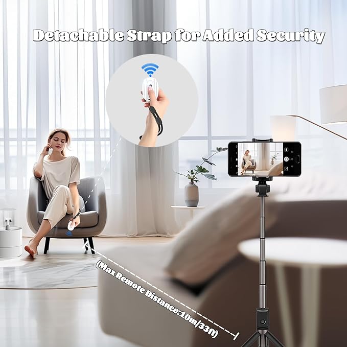 Bluetooth Camera Remote Shutter for iPhone and Android Smartphones, Rechargeable Wireless Phone Remote Control,Selfie Button for Photos and Videos, Charging Cable Included-White