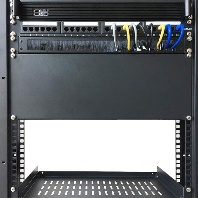 Jingchengmei 2 Pack-1U Brush Panel 19-inch Rack Mount Disassembled Cable Management Panel with Brush for Cable Entry in 19" Server Rack or Cabinet Black (BF01UAB2PC)