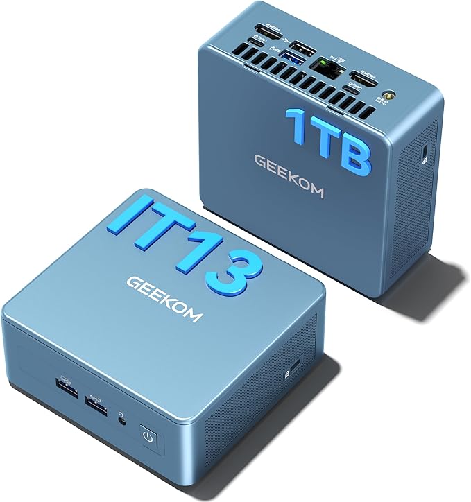 GEEKOM IT13 Mini PC 2026 with 13th Gen Intel i5-13600H | 16GB DDR4 | 1TB SSD | Windows 11 Pro | 2 X USB4.0(40Gbps) | 8K Quad Display | WiFi 6E | SD Slot | Intel NUC13 Replacement Desktop Computers