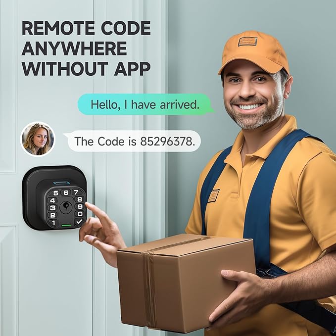 Richelock Fingerprint Door knob, Smart Biometric Door Lock with Keypad, Keyless Entry Code Door Knob, Waterproof & Weatherproof, Auto Lock,Voice Navigation, for Bedroom, Gate,Office -Matte Black