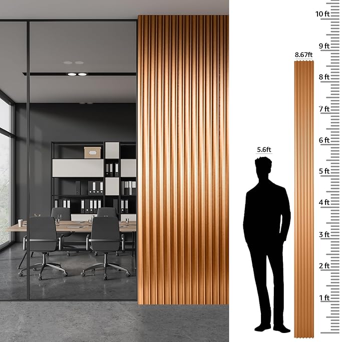 Art3dwallpanels 4 Pack Glossy Metal Finish WPC Soundproof 3D Wall Panels for Interior Wall Decor, Wavy Grain Panel Wall Slats, Sample