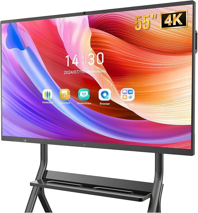 YIXZSWD Smart Board,55 Inch Interactive Whiteboard 4K Touchscreen Built in Ultra High Definition Camera Open App Ecosystem, Digital Presentation Electronic Smart WhiteBoard for Classroom Home Office