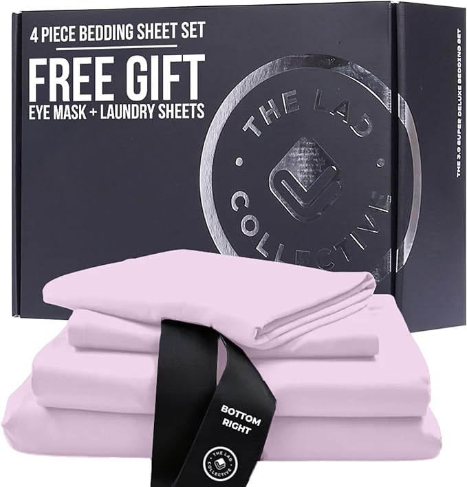 THE LAD COLLECTIVE 3.0 California King Bedding Set - 4-Piece Bedset w/Fitted Sheet, Top Sheet & 2 Standard Pillowcases [Duvet Not Included] - Bamboo-Cotton - Grand Canyon Collection Soft Pink