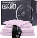 THE LAD COLLECTIVE 3.0 California King Bedding Set - 4-Piece Bedset w/Fitted Sheet, Top Sheet & 2 Standard Pillowcases [Duvet Not Included] - Bamboo-Cotton - Grand Canyon Collection Soft Pink
