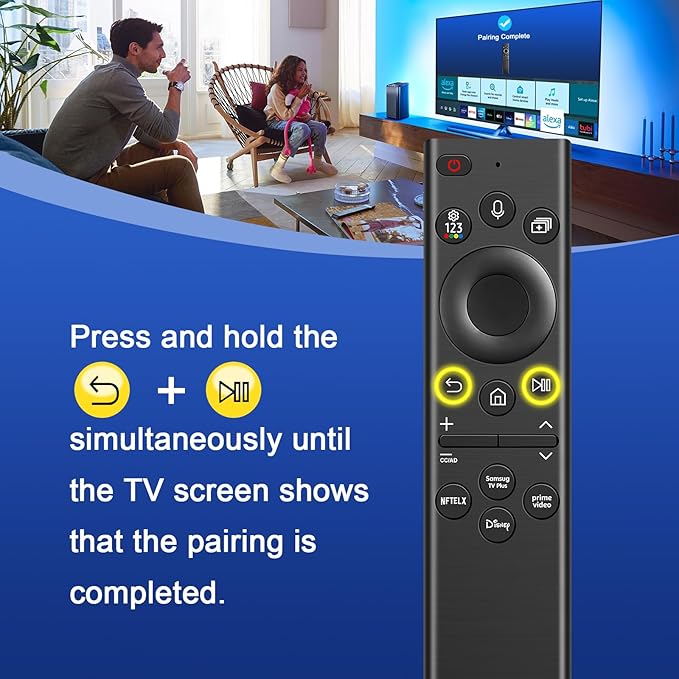 BN59-01385A Replacement Solar TV Remote Control for Samsung Smart TV/Neo QLED TVs (2021-2023) - Rechargeable via Solar/USB-C, Bluetooth, 4 Shortcut Keys