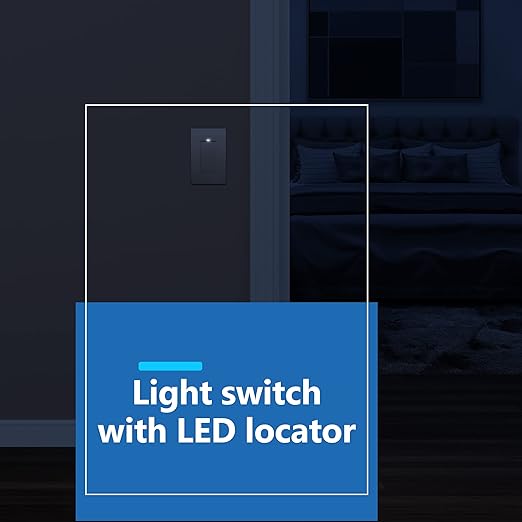 LIDER Minimalist Design Matte Finish Lighted Decorator Switch, Frameless Paddle Light Switch with Locator Light, Grounding Screw, 3-Way or Single Pole, 15A 120V, UL Listed, LS15-3W-GD, Gold