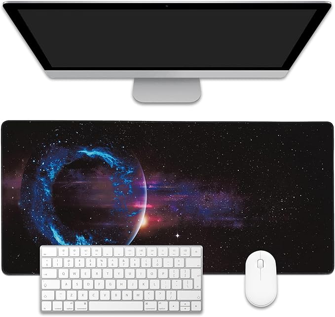 EOBKLAX Mouse Pad,Abstract Space Desk Mat for Desktop,Desk Pad with Non-Slip Base and Stitched Edge,Extended Mousepad for Office and Home 35.4X15.7 Inch