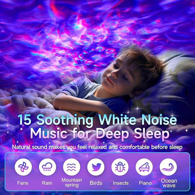 One Fire Galaxy Projector, Vibrant Galaxy Light Projector, White Noise & Bluetooth Room Lights for Bedroom,Remote Timer Kids Night Light,Cute Room Decor for Teen Girl Valentine's Day Gifts