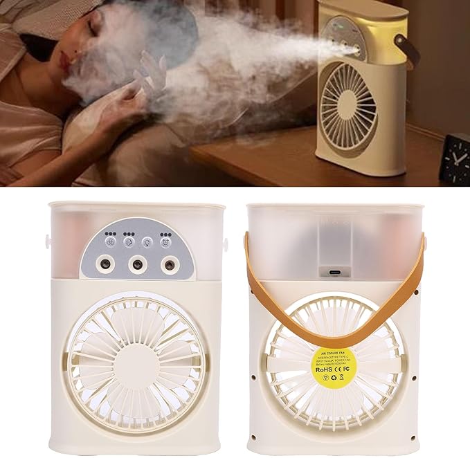RiToEasysports Portable Air Conditioners, Evaporative Cooler Personal Air Cooler with 3 Speeds 4000mAh Battery Timer USB C Charging for Home Office Travel