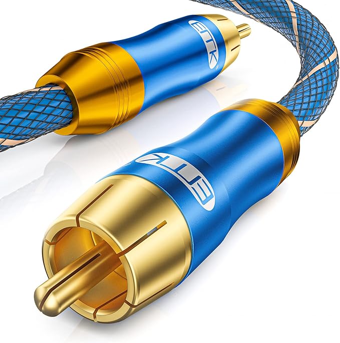 EMK Subwoofer Cable (9.8ft/3m) -Digital Coaxial/Subwoofer Cable Dual Shielded with Gold Plated RCA to RCA Connectors -Top Blue Series
