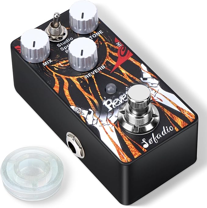 Sofadio Reverb Guitar Pedal, Verb Square Digital Reverb 7 Modes Room, Hall, Church, Spring, Plate, Studio, Mod, True Bypass (Reverb)