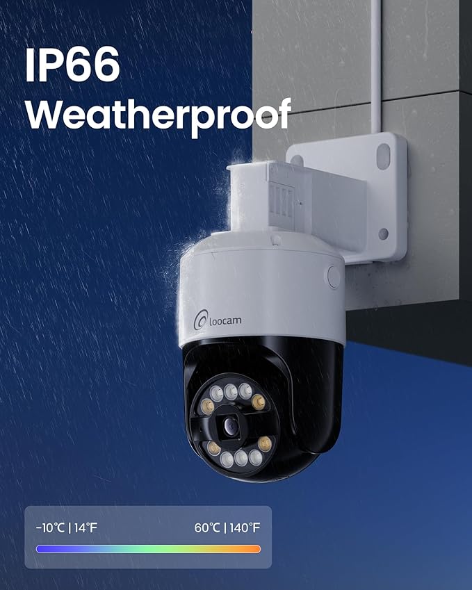 Loocam 4K PoE NVR Security Camera System, 4pcs Pan & Tilt Wired PoE IP Cameras Set for Indoor Outdoor, AI Person/Pet/Vehicle Detection, Color Night Vision, 4K 8CH NVR 2TB HDD Included, Plug & Play