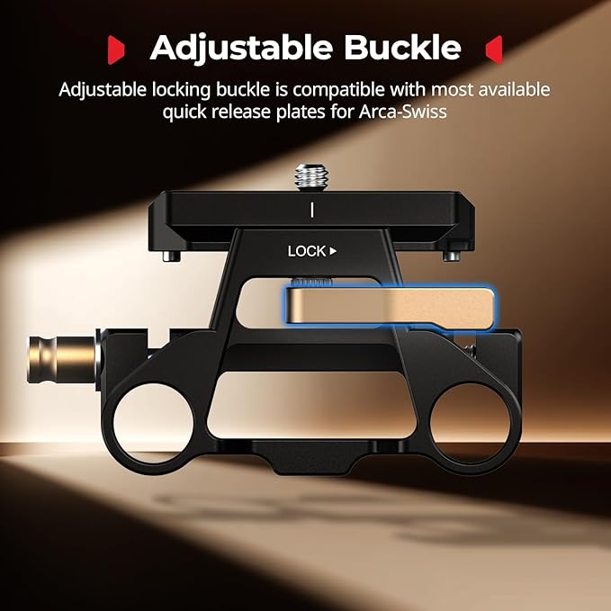 SMALLRIG Universal Mount Plate Kit with Dual 15mm Rod Clamp for Cameras, Built-in Quick-Release Plate for Arca-Swiss, with 1/4"-20 and 3/8"-16 Threaded Holes - 5365
