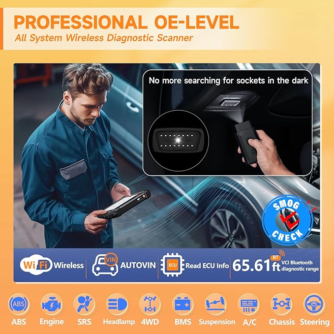 2026 FOXWELL Scanner NT809BT Wireless OBD2 Scanner Diagnostic Tool with 30 Resets, All System Bidirectional Scan Tool, Diagnostic Scanner for All Vehicles, 99% Active Test, FCA, 3-Year Update, Orange