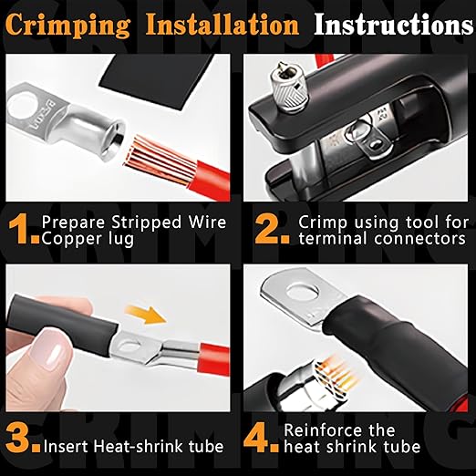 20PCS 4 AWG 5/16 3/8 inch Battery Cable Lugs,4 gauge Tinned Copper Crimp Connector Ring Terminal Wire Ends with 20pcs 3:1 Adhesive Heat Shrink Tubing in Dual-neck bottle