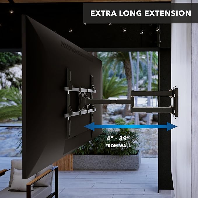 Mount-It! The Beast Outdoor TV Wall Mount, Weatherproof 275 lb Capacity Heavy Duty TV Wall Mount with Long Extension Arms