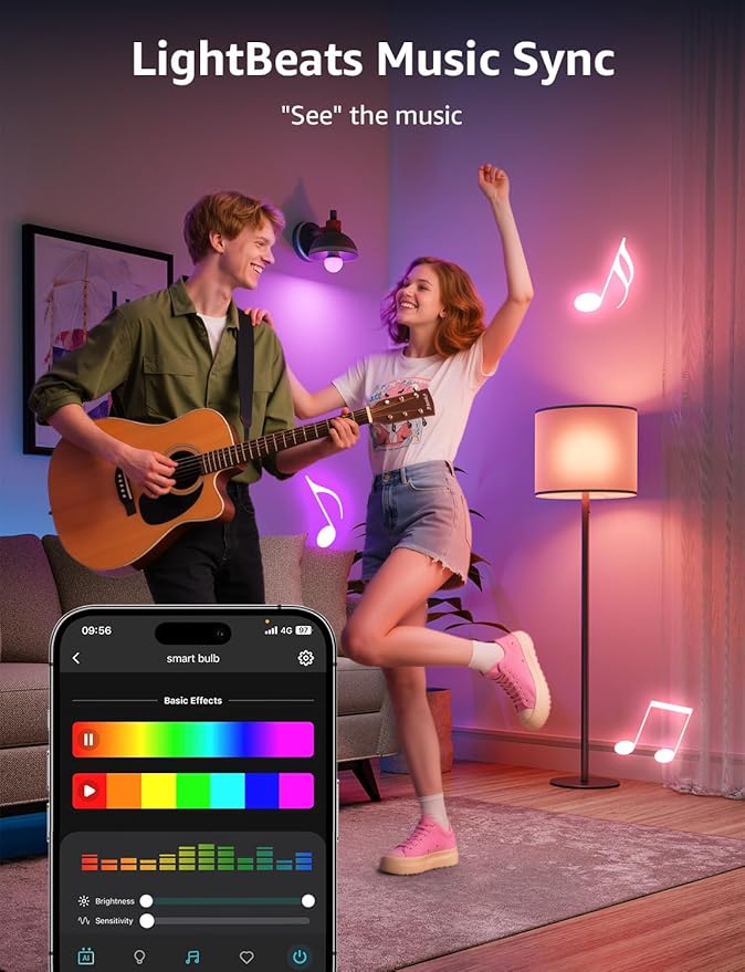 Lepro B3 AI Smart Light Bulbs - 1500LM 100W Equivalent A21 Bulb, WiFi & Bluetooth RGBWW Color Changing, Works with Alexa & Google Assistant, AI Voice Control by App, Music Sync, 2.4GHz Only (4 Pack)