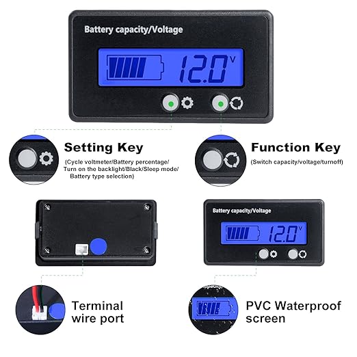 Golf Cart Battery Voltage Meter with Bracket, DC 12V 24V 36V 48V 60V 72V 84V Car Motorcycle Battery Capacity Indicator Monitor Gauge Digital Voltmeter Blue Testers for Acid&Lithium ion Meters