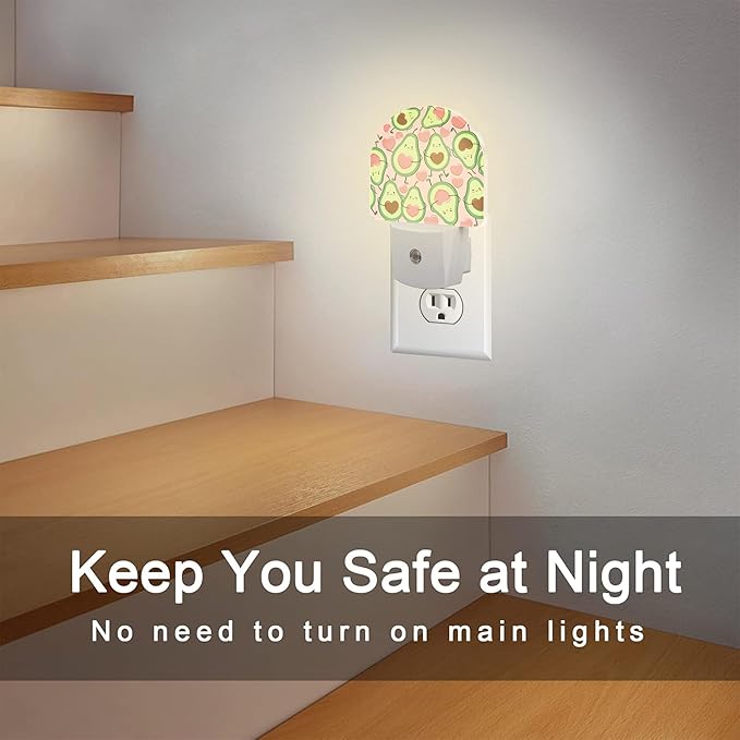 sndheke Cute Pink Avocado Night Light for Kids, Heart Shaped Avocado Night Light Plug in with Dusk to Dawn Sensor, 0.5w Energy Saving Sleep Friendly Nightlight for Hallway Stairway Kitchen Bedroom