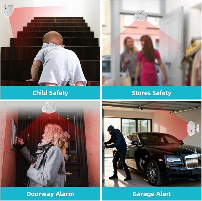 Wireless Motion Sensor Door Chime: Doorbell for Business When Entering, Caregiver Reminder for Elderly, Pet Monitoring Buzzer, Motion Sensor Detect Alarm for Home Security, 2 Sensors 1 Receiver