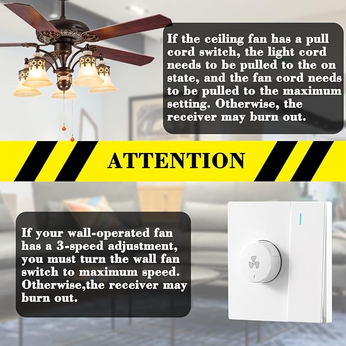 Universal Ceiling Fan Remote Control Kit Dimmable, Replacement for Harbor Breeze Hunter Hampton Bay Litex Kichler Allen + Roth Westinghouse Honeywell Ceiling Fans FAN-28R KUJCE9103 CHQ8BT7030T