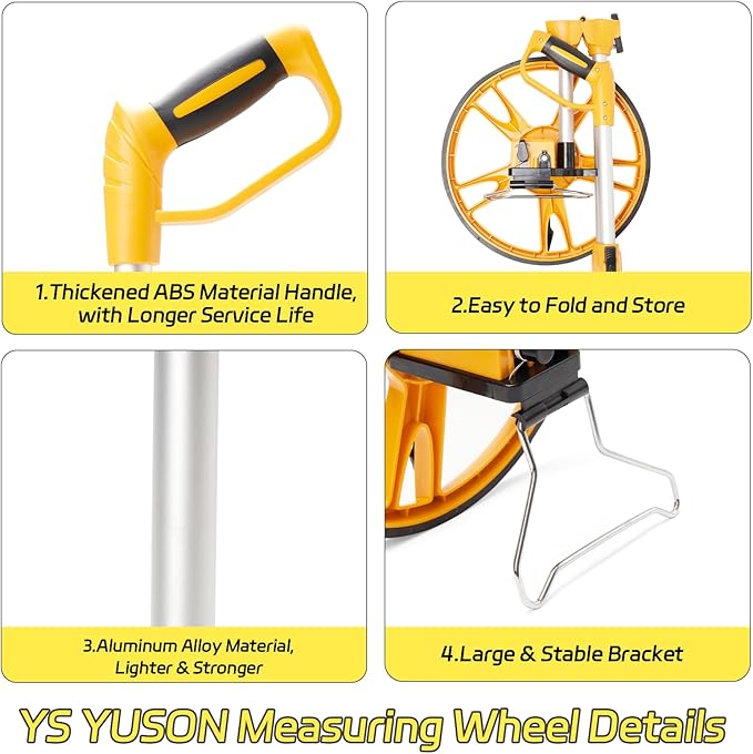 YS YUSON 12 Inch Rolling Measuring Wheel in Feet, Digital Measuring Wheel for Construction, Outdoor, Wheel Measurement Roller with Tape Measure and Canvas Carrying Bag, One Key to Reset, Up to 9999Ft