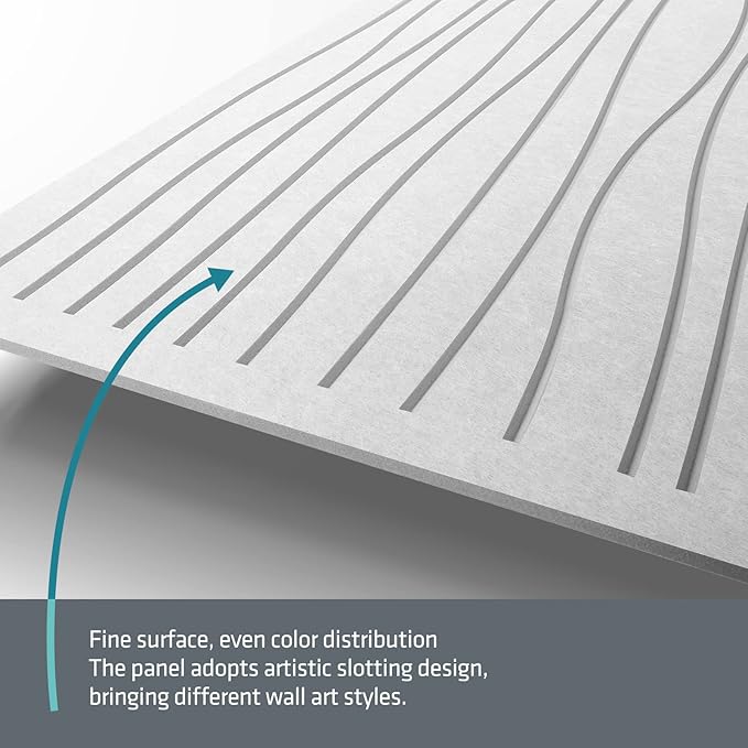 UMIACOUSTICS 6 PCS Acoustic Wall Panels,47.2 x 23.6 Inches Flame Retardant Sound Absorbing Panels,Decorative Sound Proof Panels in Art Curve Shaped White Color