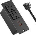 Recessed Power Strip USB C PD 30W Fast Charging,Flush Mount Desk Recessed Outlet,Space-Saver for Furniture Side Table,2 USB Ports,2 AC Outlets,6ft Cord,Ultra Thin Flat Plug