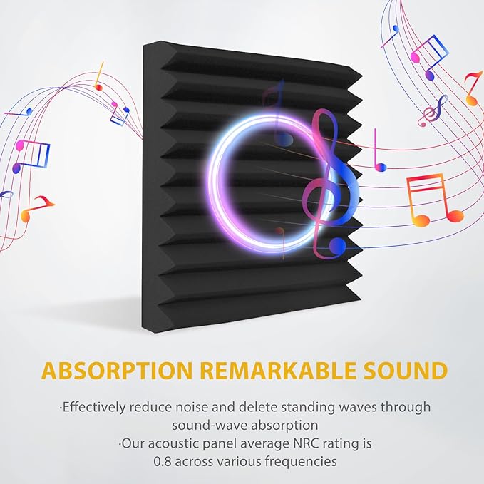 Acoustic Foam Panels 48 Pack 1" x 12"x 12" Saiqiang Red Soundproofing Panels Wedges for Wall Noise Absorbing and Sound-Damping Fire-Resistant Sound Proof for Studio, Gaming Room