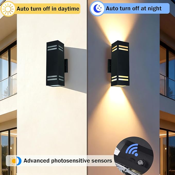 iYogaled Up and Down Outdoor Wall Lights Fixture – ETL Listed, Aluminum Waterproof Wall Mount Square Design- Modern Exterior Lighting Outdoor Wall Sconce for Porch, Patio