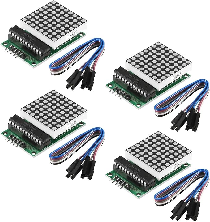ACEIRMC 4pcs MAX7219 Dot Matrix Display Module Single-Chip Control LED Module DIY Kit for Arduino with 5pin Line