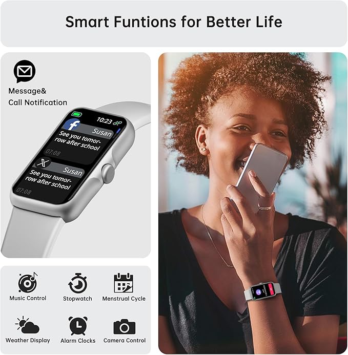 Sunorshop Health Fitness Tracker, Smart Watch with 24/7 Heart Rate and Blood Oxygen Monitor, Sleep Tracker with IP68 Waterproof, Activity Tracker Pedometer Step Counter for Women Men (Gray)