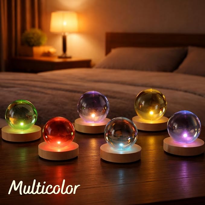 Herihues Personalized 3D Photo Crystal Ball, Custom Engraved Picture Lamp with Wood Base, Night Light for Family, Gifts for Husband Wife Valentines Day, Christmas, Personalized Gifts, Photo Led Light