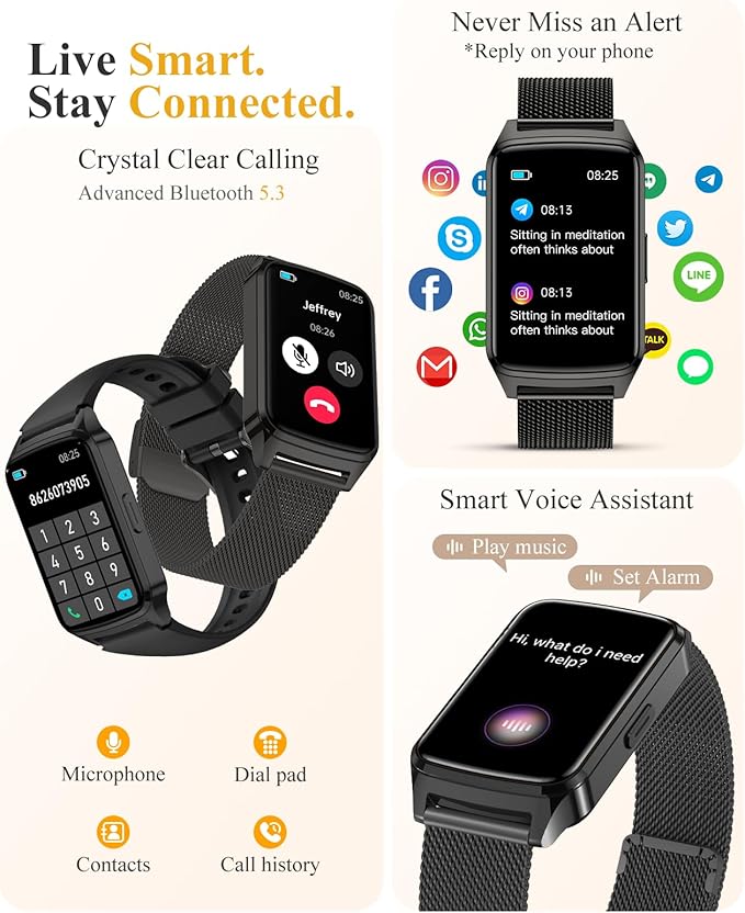 ChronArk Fitness Tracker Watch for Women Men, Step Counter Compatible with iPhone Android, IP68 Waterproof Activity Tracker with Sleep Monitor, 110+ Sports Pedometer (Minimalist, ObsidianBlack, 1.57)