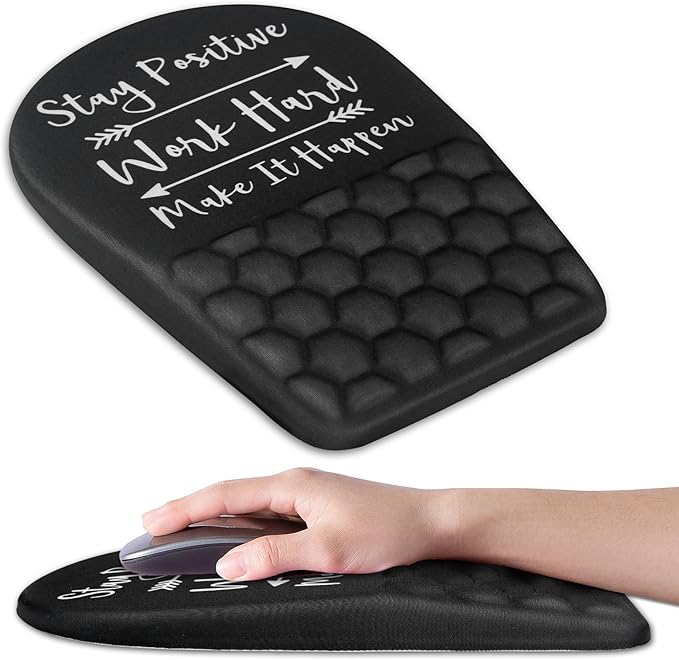 BOCHEERY Ergonomic Mouse Pad Wrist Support,Upgrade Mousepad with Massage Design,Non-Slip PU Base Desktop Mouse Pads for Pain Relief, Computer, Office & Home,12 x 8 in（F-Inspirational Quote）