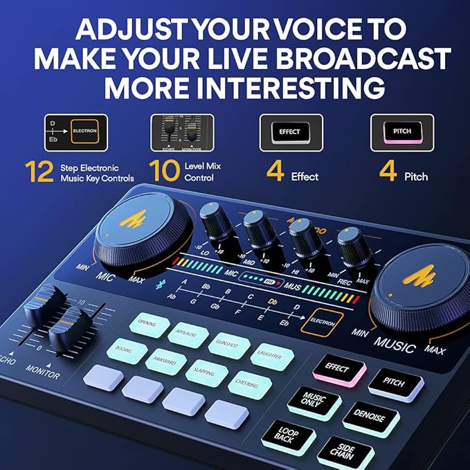 MAONO Podcast Equipment Bundle Audio mixer All-in-One Podcast Production Studio with 3.5mm Microphone for Live Streaming, Podcast Recording, PC, Smartphone, DJ MaonoCaster Lite (AU-AM200-S6 Black)