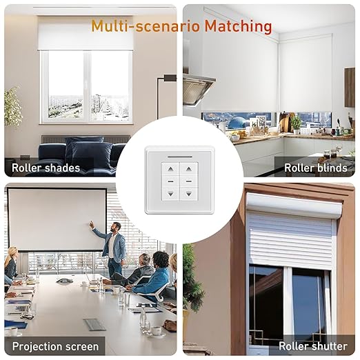 AC228-01 Crystal Style Double Routes Radio Receiver, AC to 24V Motor Switch Controller Electric Wall Switch Emitter for Roller Blinds/Shades Motor