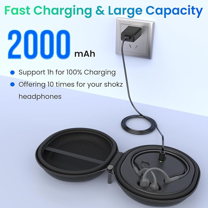 3 in 1 Wireless Charging Station Compatible with Shokz Headphones, FEFAIA Fast Charging Case Built in 2000mAh, Magnetic Charger Stand Dock Cord Charging Cable for Shokz OpenRun/Pro, OpenRun/Pro Mini