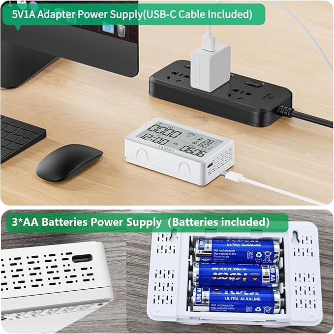Tuya WiFi Carbon Monoxide Detector Plug in with Temperature & Humidity,3-in-1 Portable CO Detector for Travel Hotel Home Gym Cellar RV Safety,Carbon Monoxide Alarm with Real-Time CO Monitor Display