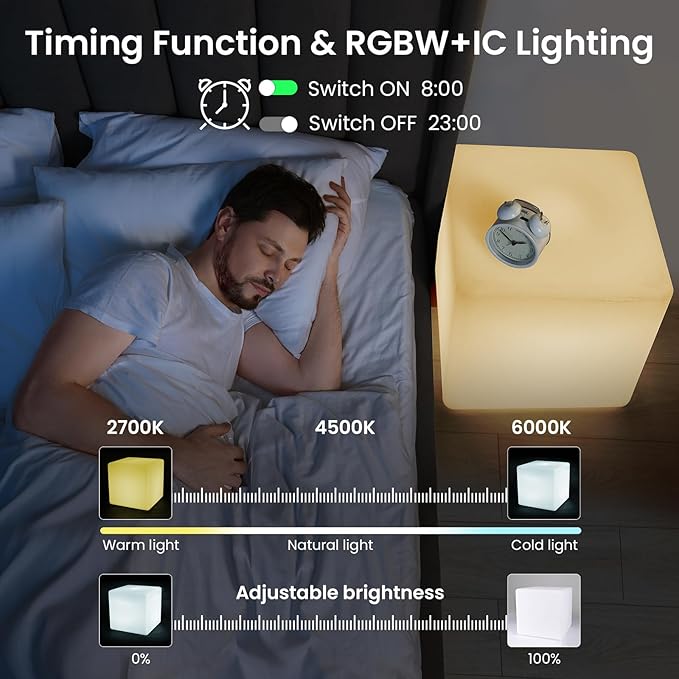 LOFTEK 12-inch Smart Cube Lights: RGBW 16 Million Colors Changing Floor Lamp with APP, Music Sync & Timer NightLights for Living Room Bedroom Game Atmosphere(Corded Electric)