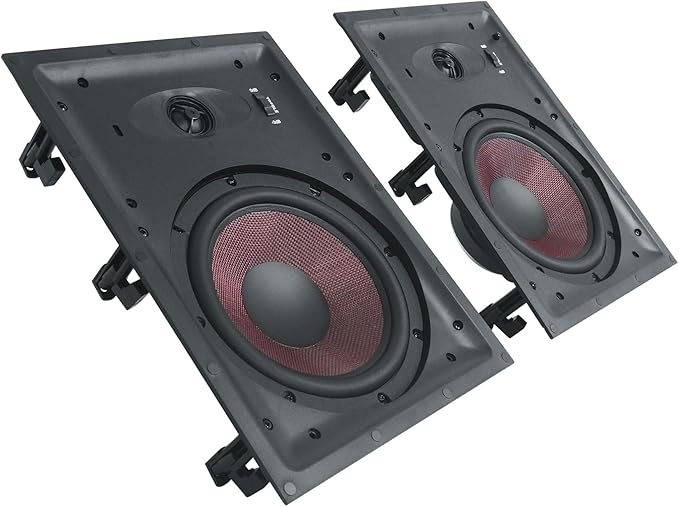 Rockville Pair WA858 320W in-Wall Speakers, 8" Kevlar Woofer, Silk Dome Tweeter, Magnetic Grilles, 2-Position Tweeter Control, 8-Ohm, for Home Theater & Whole-House Audio