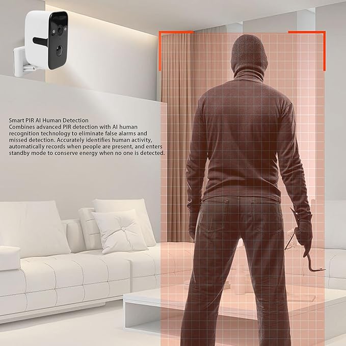 LICAEVEY Pan Tilt Security Camera, 2K HD with Magnetic Mount, Wireless WiFi and No Monthly Fee, 5200mAh Battery for Easy Indoor Outdoor Installation
