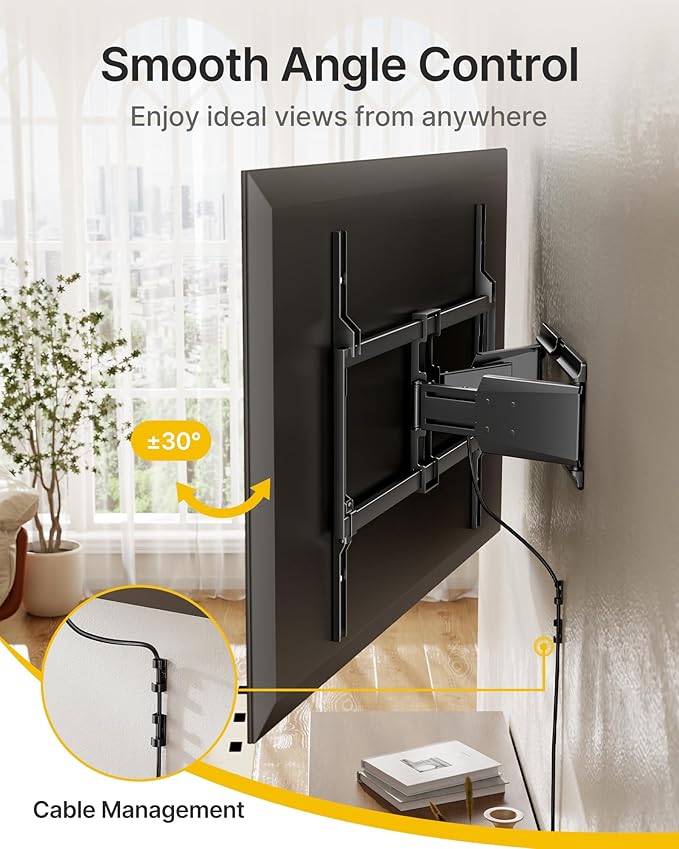 monTEK Heavy Duty Ultra Slim TV Wall Mount for 50-100 Inch TVs Up to 185lbs, Swivel & Tilt & Extension Wall Mount TV Bracket with Articulating Dual Arms, Low Profile Full Motion tv Mount