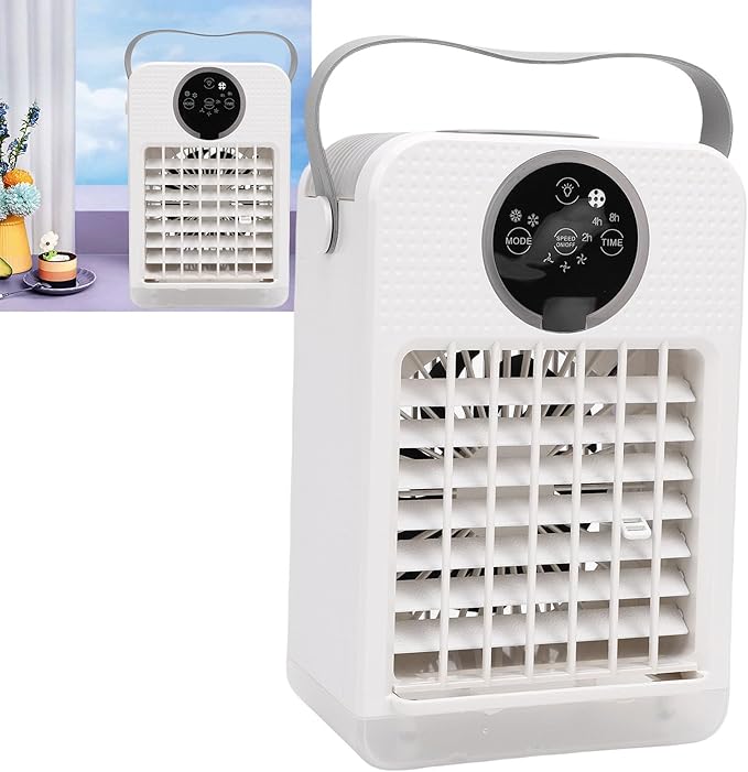 Marhynchus 4 in 1 Portable Air Conditioner, 700ML Evaporative Cooler with 3 Speeds 7 Colors Light 2-8h Timer for Room Office Car Camping