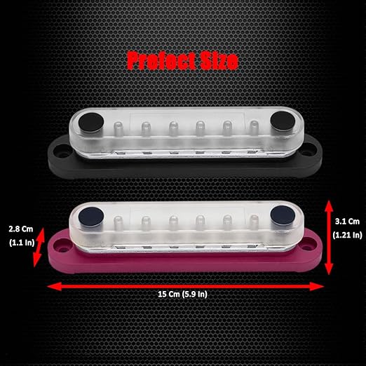 8 x M5 (#10) Studs Power Distribution Block Bus Bar 12V, Ampper 5.9" HD 120A Marine BusBar Battery Distribution Block W/Cover for Car Boat Solar (Red & Black)