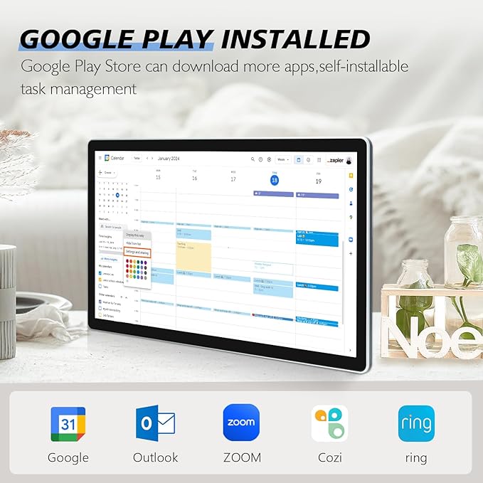 Large Touchscreen Monitor Digital Electronic Calendar, Downloadable APP,10-Point Touch,16:9 Display, Android 13 with 8GB RAM & 128GB ROM,Perfect for Office, Business, and Home (21.5 inch)